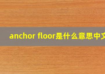 anchor floor是什么意思中文